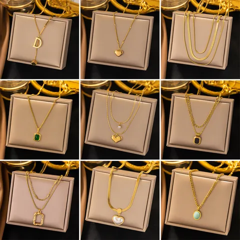 PVD Coated Real Gold Plated 18K Gold U Shape Heart Shape 304 Stainless Steel Simple Style Waterproof Non Tarnish 304 Stainless Steel Lobster Trigger Clasp Closure Pendant Necklace