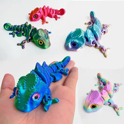 3D Printed Lizard Toy Artistic Model Reptile Color Changing Jointed Animal Figurine For Night Market Scenic Spot Tourist Attraction